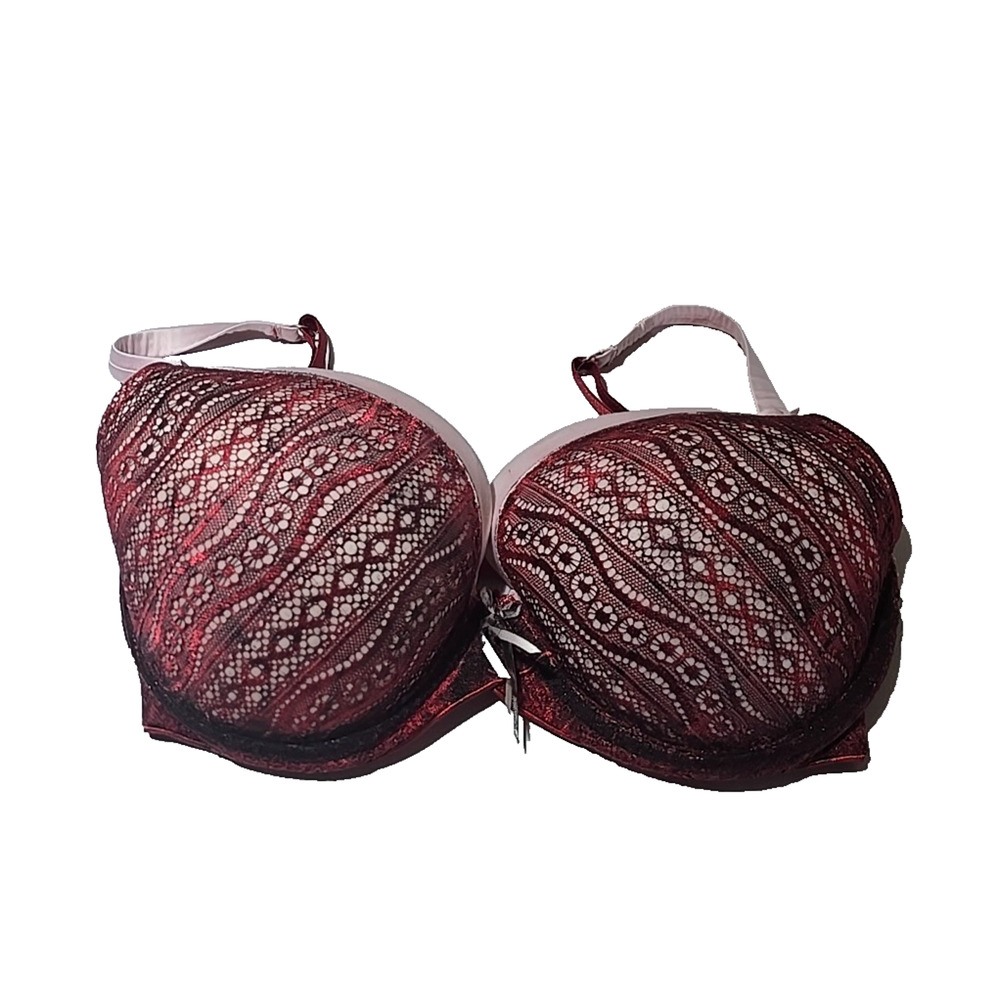 Pleasure State VIP Burgundy Floral Lace Full Coverage Underwire Bra Size 30F